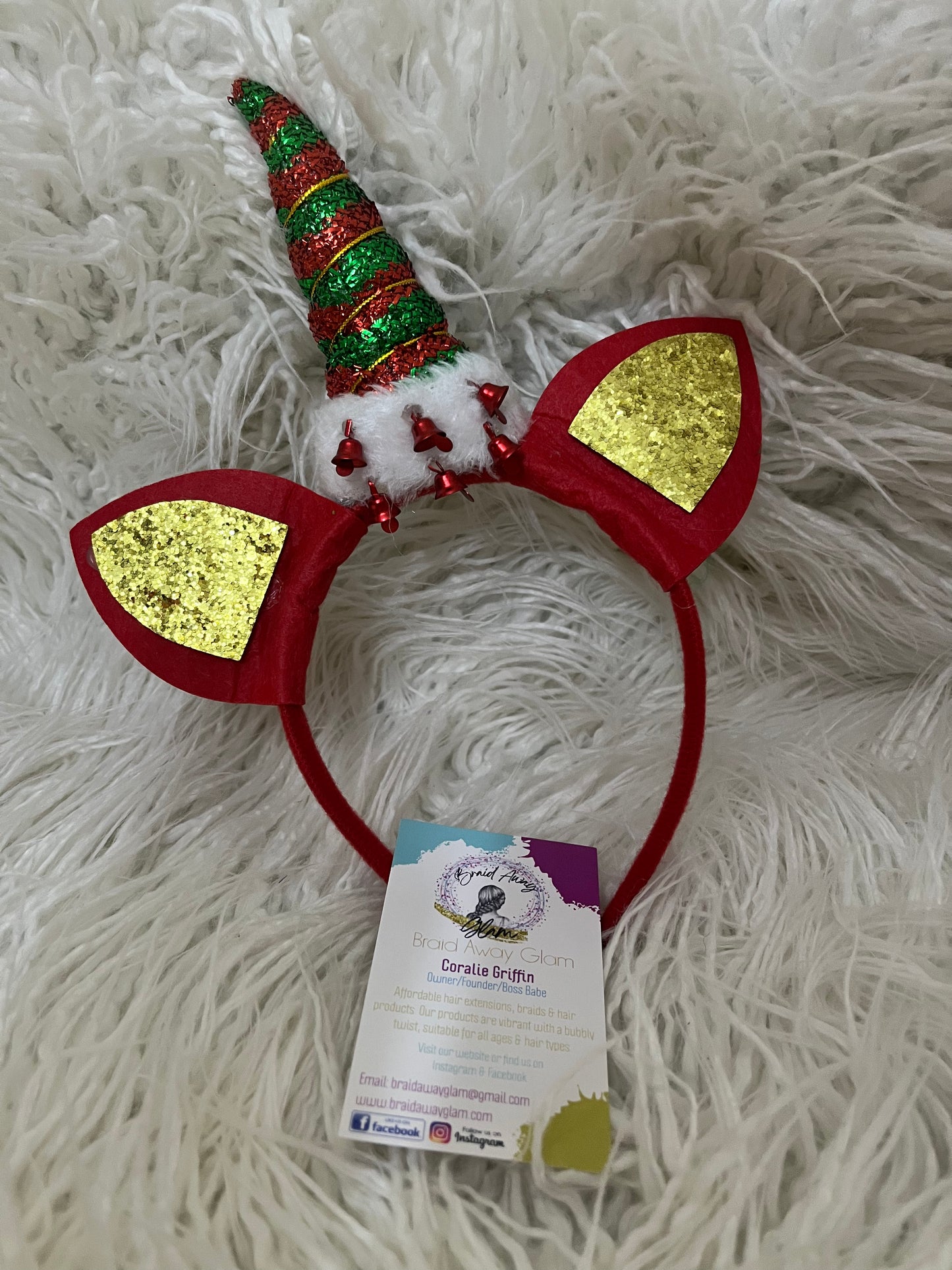 Christmas Unicorn red headband